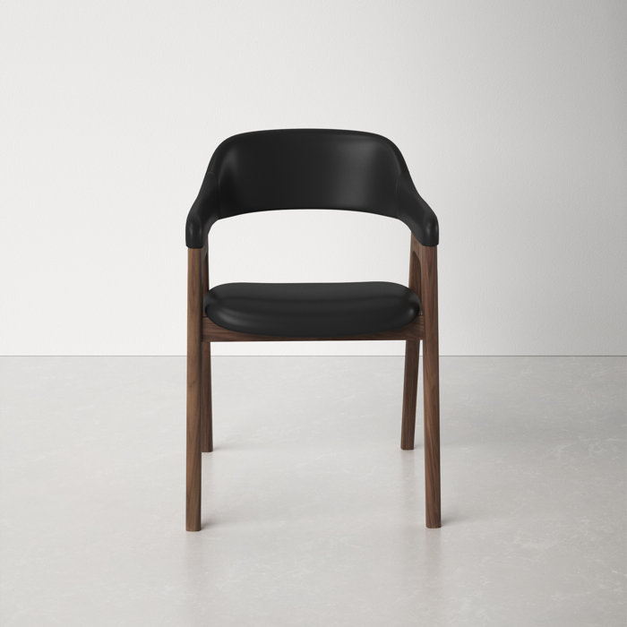 Reyes Leather Upholstered Arm Chair in Black AllModern